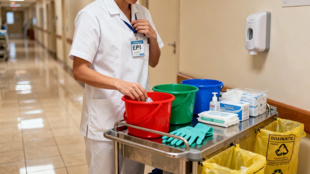 Préparation du chariot et EPI pour missions ASH hôpital