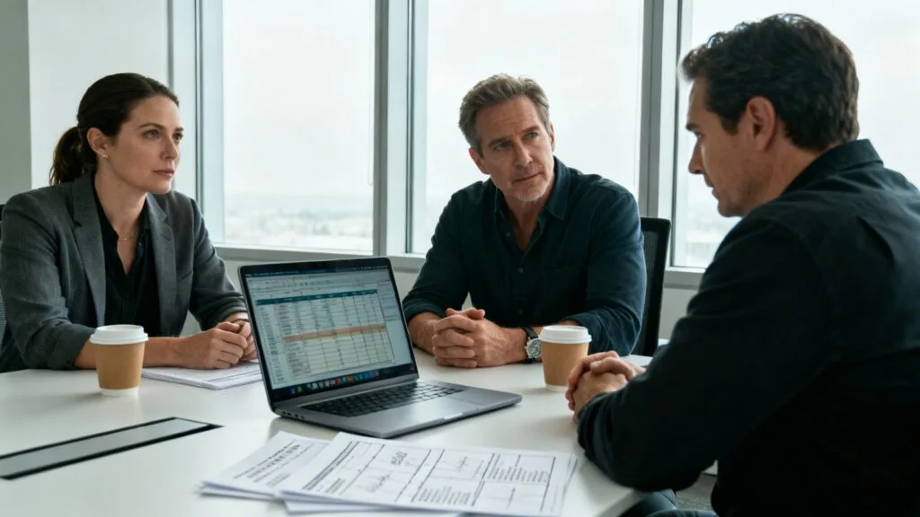 Réunion de production pour un long métrage en préparation