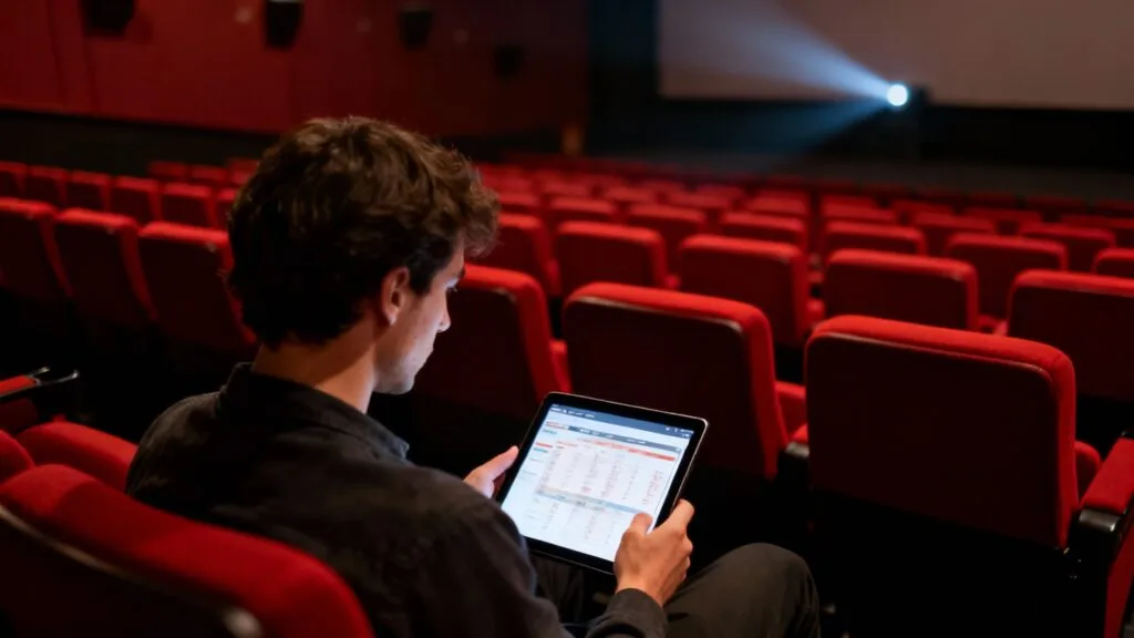 Programmation de films dans une salle de cinéma vide