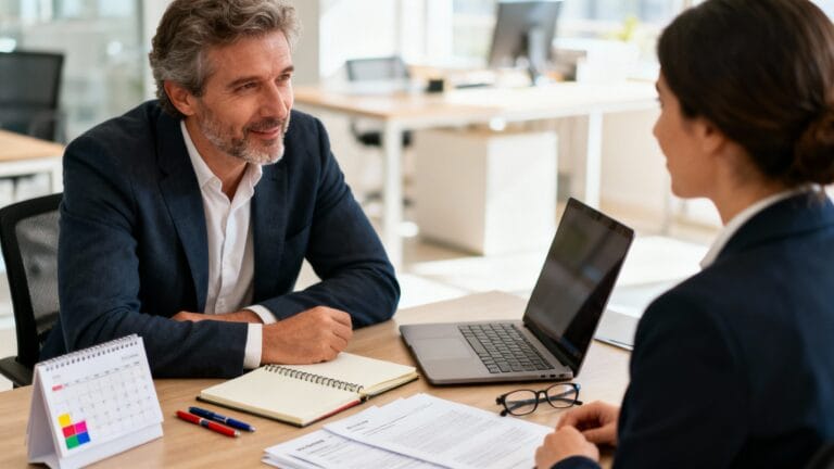 Reconversion professionnelle à 50 ans planifiée avec un conseiller