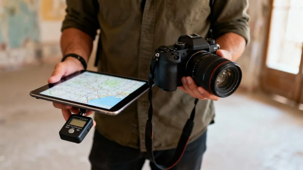 Repérage de décors pour tournage de film