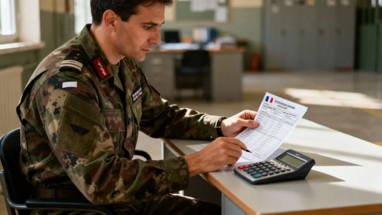 Militaire vérifiant le salaire armée de terre et ses primes