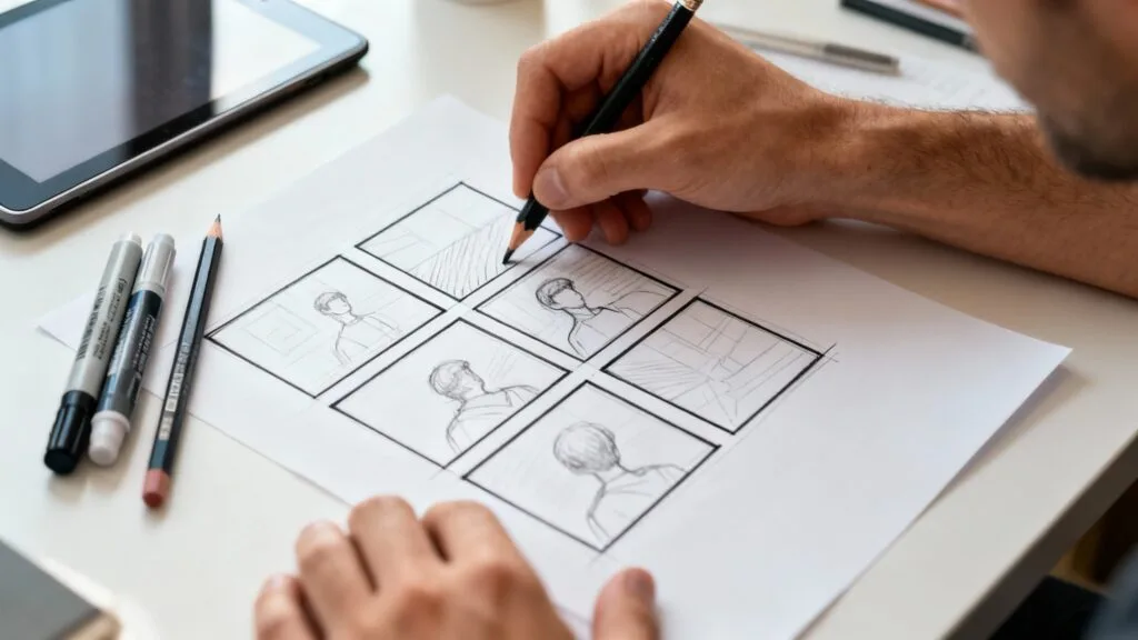 Création de storyboard pour préparation de tournage