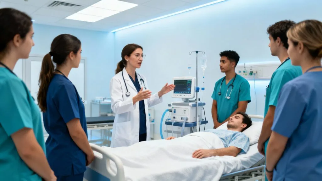 Conseillère dispositifs médicaux en démonstration produit clinique