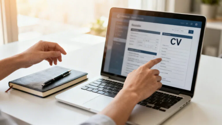 Création d’un CV professionnel avec CVMaker sur laptop