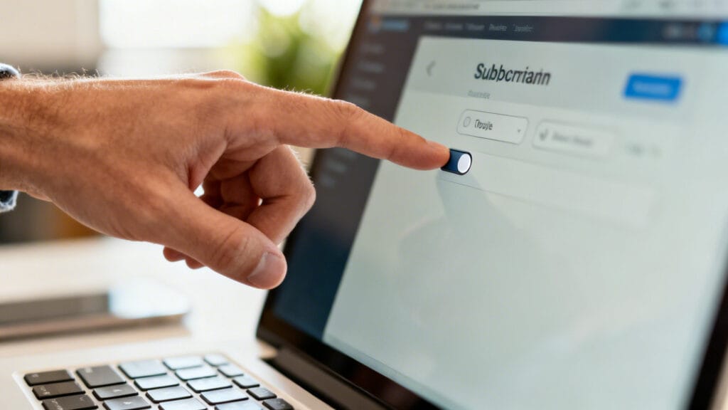 Désactivation de l’abonnement dans les paramètres du compte