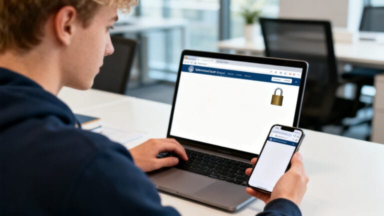 Étudiant se connectant à l’ENT UPVD via CAS en sécurité