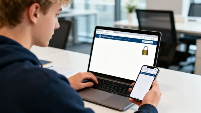 Étudiant se connectant à l’ENT UPVD via CAS en sécurité