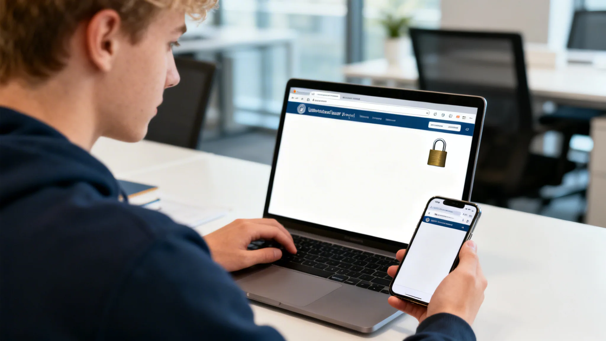 Étudiant se connectant à l’ENT UPVD via CAS en sécurité