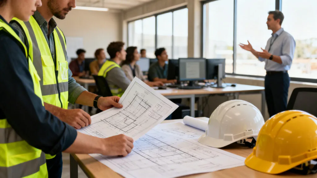Stagiaires en formation BTP et numérique en centre