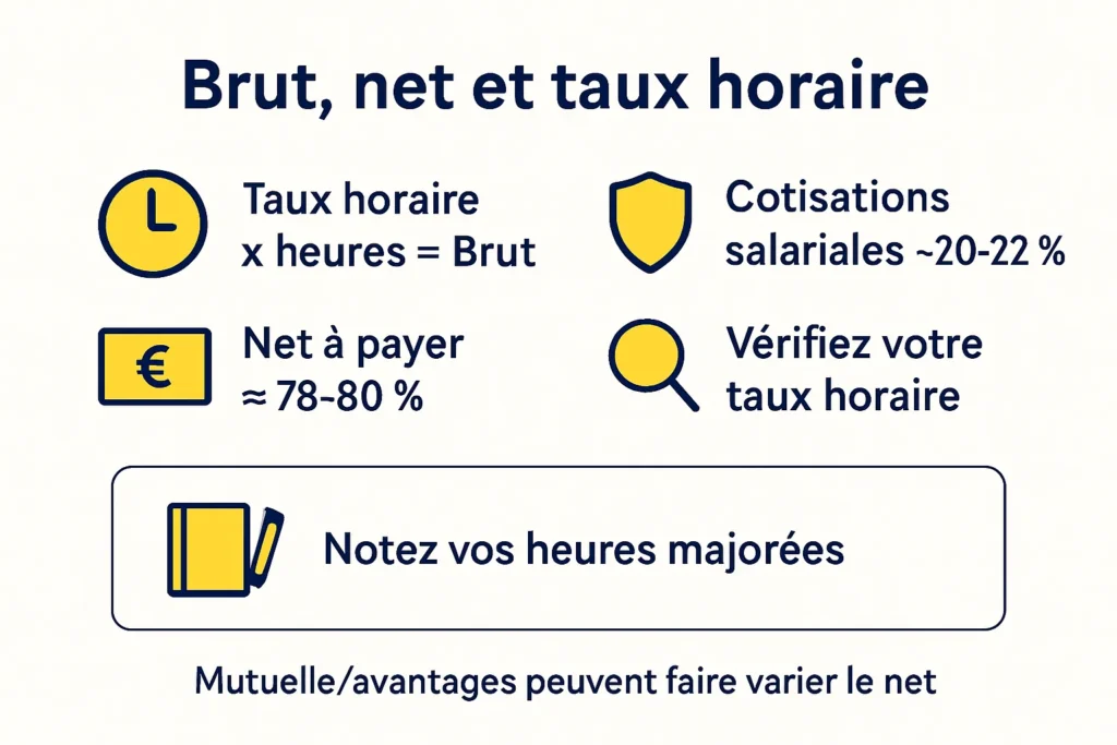 Schéma brut net et taux horaire pour équipiers McDo