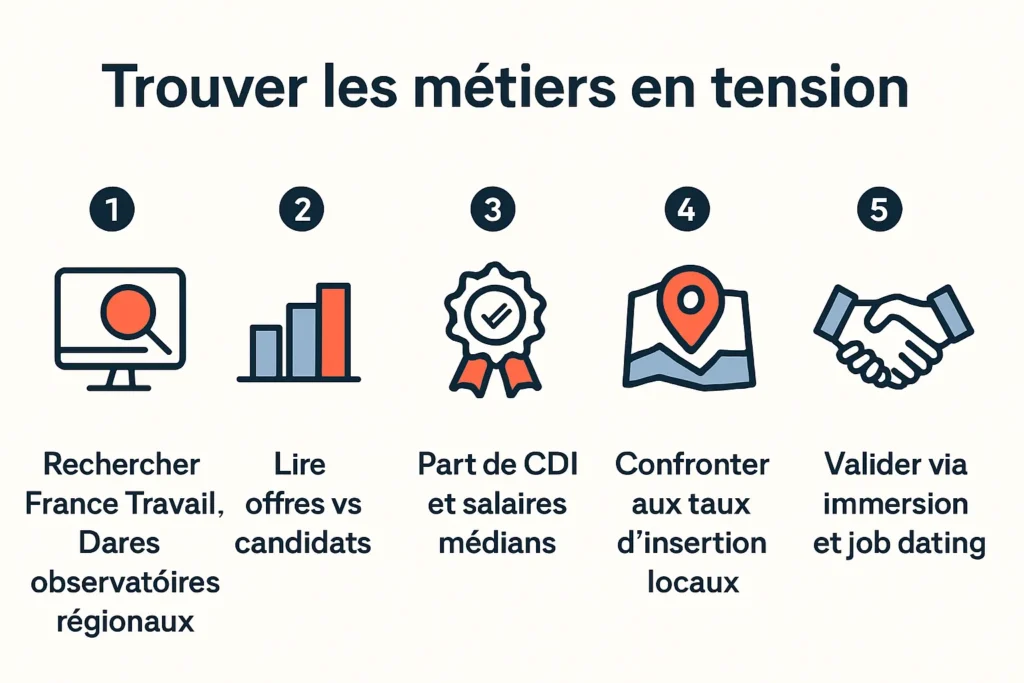 Étapes pour repérer les métiers en tension localement