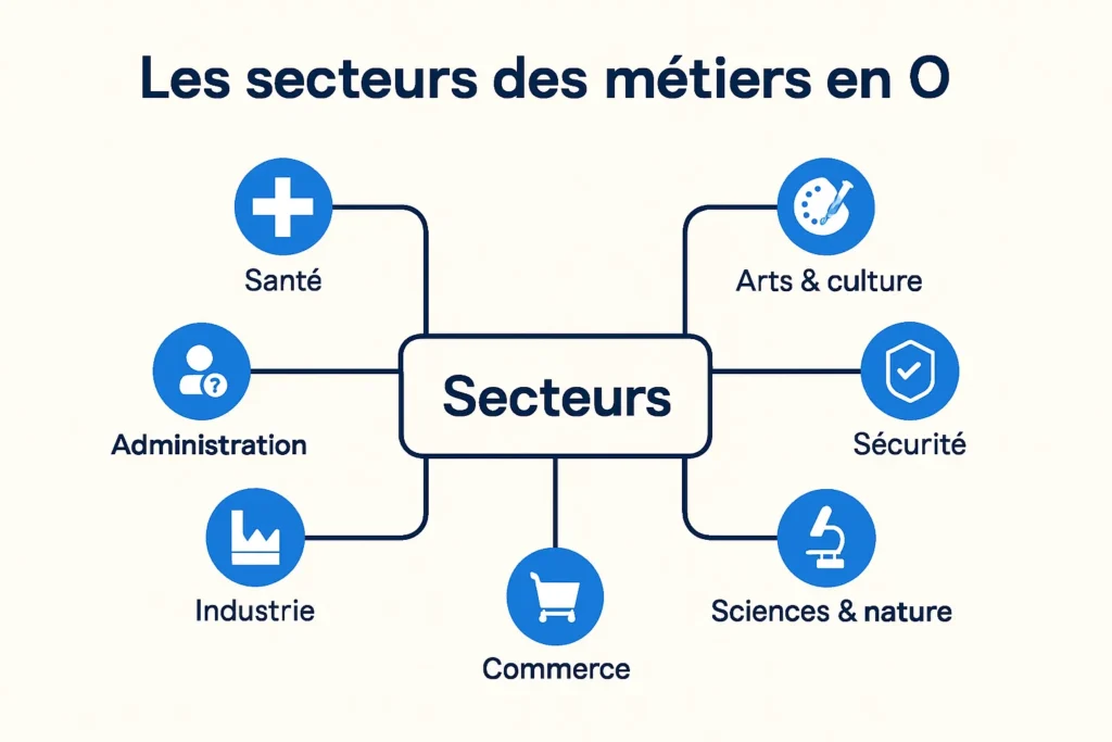 Principaux secteurs des métiers en O présentés clairement