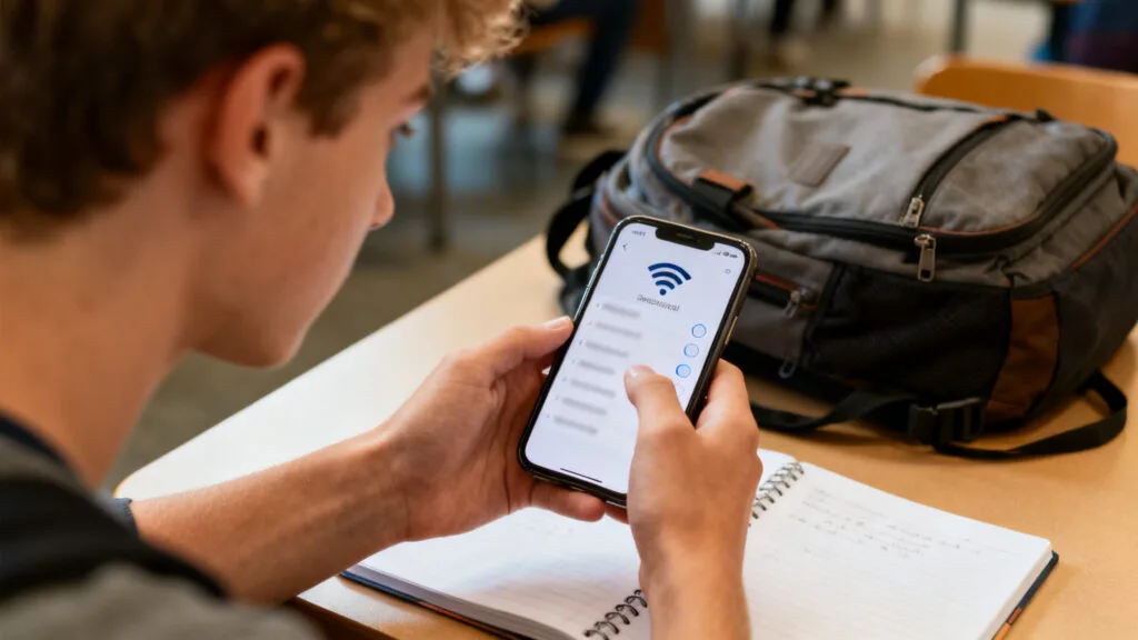 Réglages Wi‑Fi et webmail UPN sur smartphone