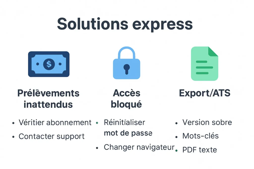 Checklist de solutions pour prélèvements, accès et export ATS