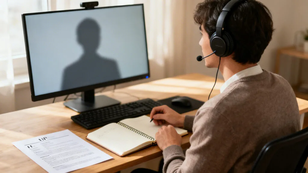 Participant se prépare à un événement emploi en ligne