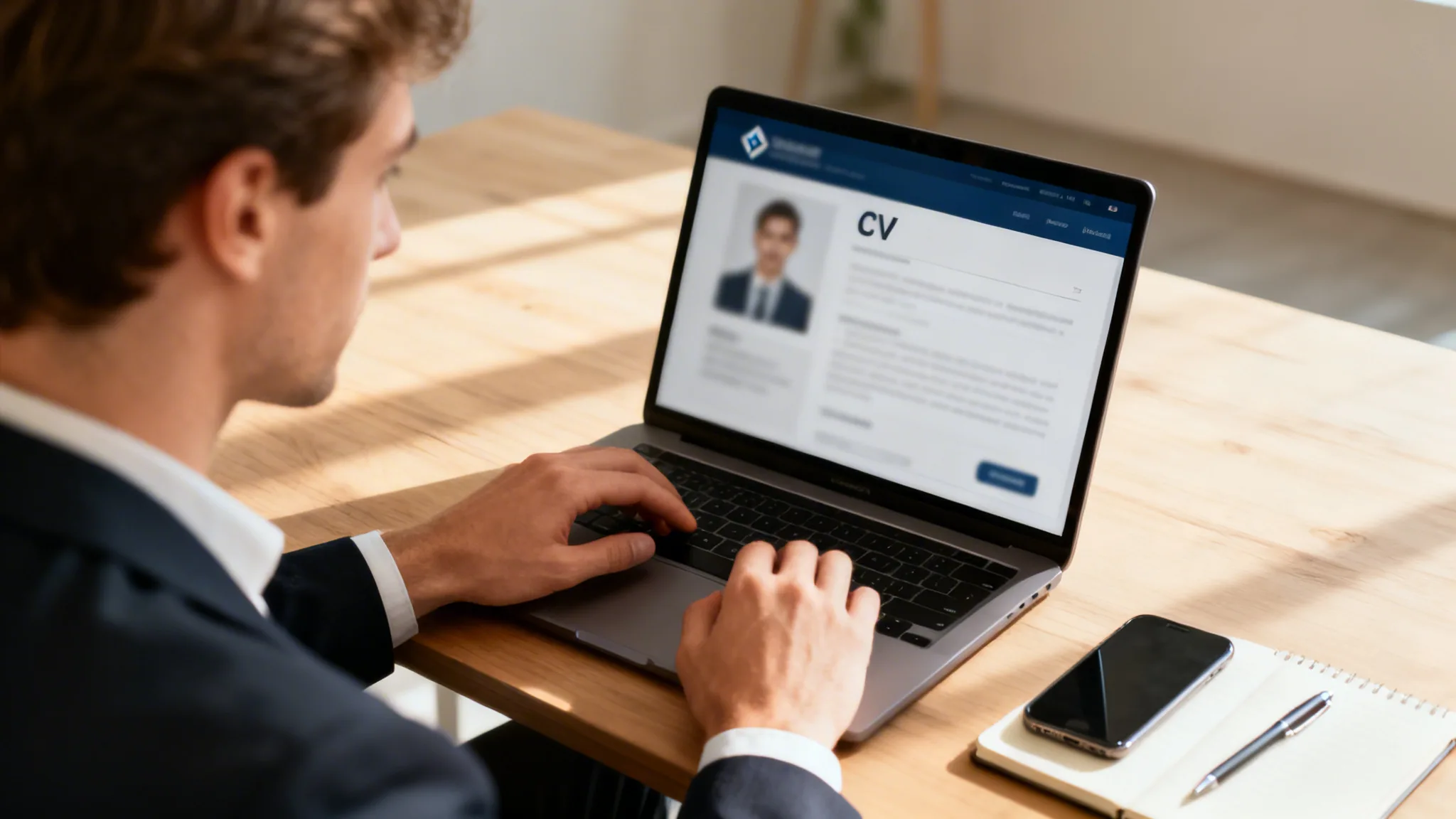 Jeune pro créant un CV avec Resume io sur ordinateur