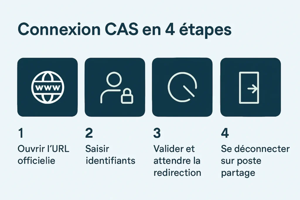 Étapes de connexion CAS vers uPortal Centrale Lille