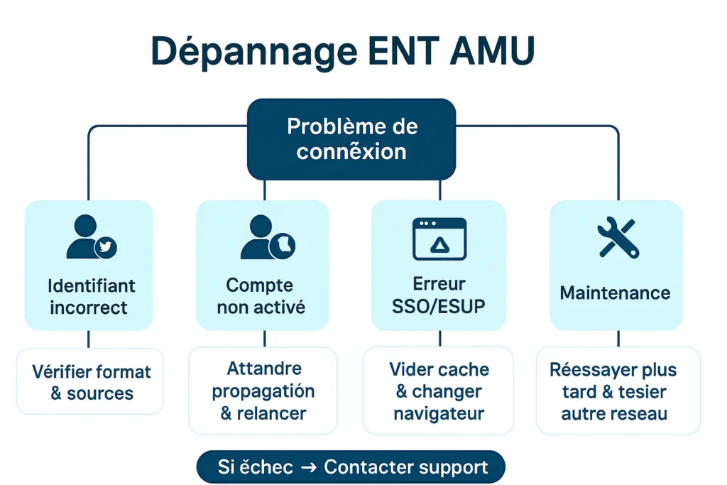 Schéma de dépannage ENT AMU pour erreurs courantes