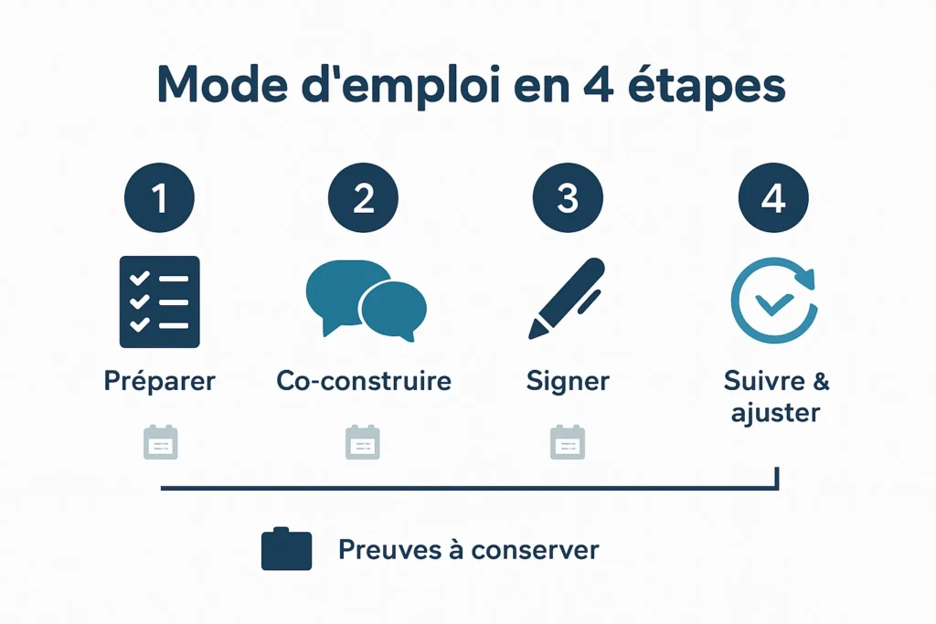 Processus du plan d’action personnalisé en 4 étapes