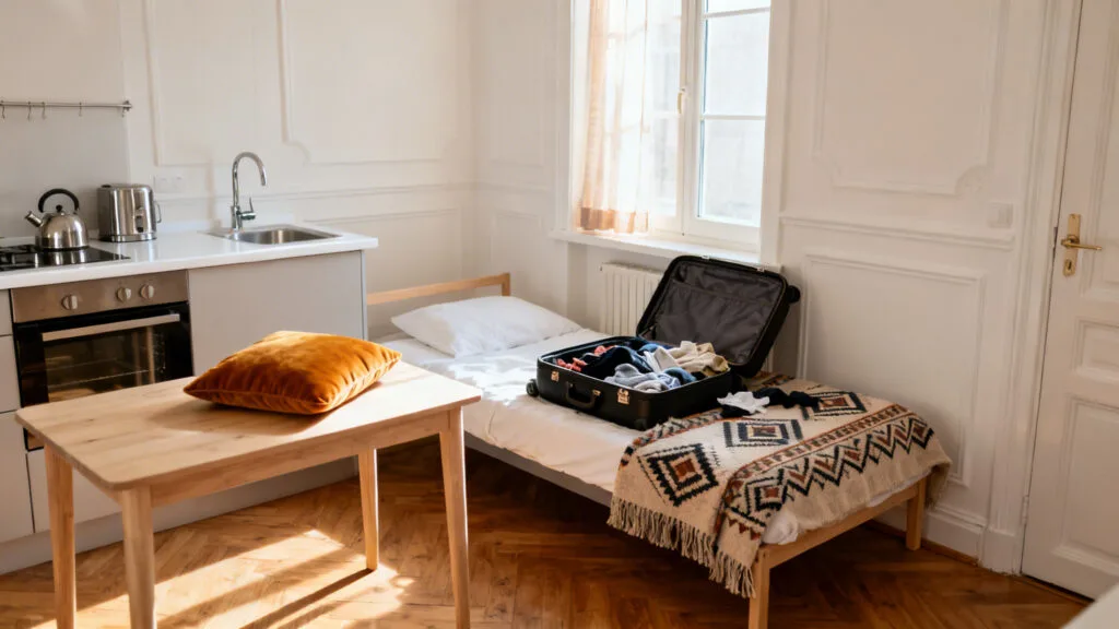 Studio meublé illustrant un bail mobilité