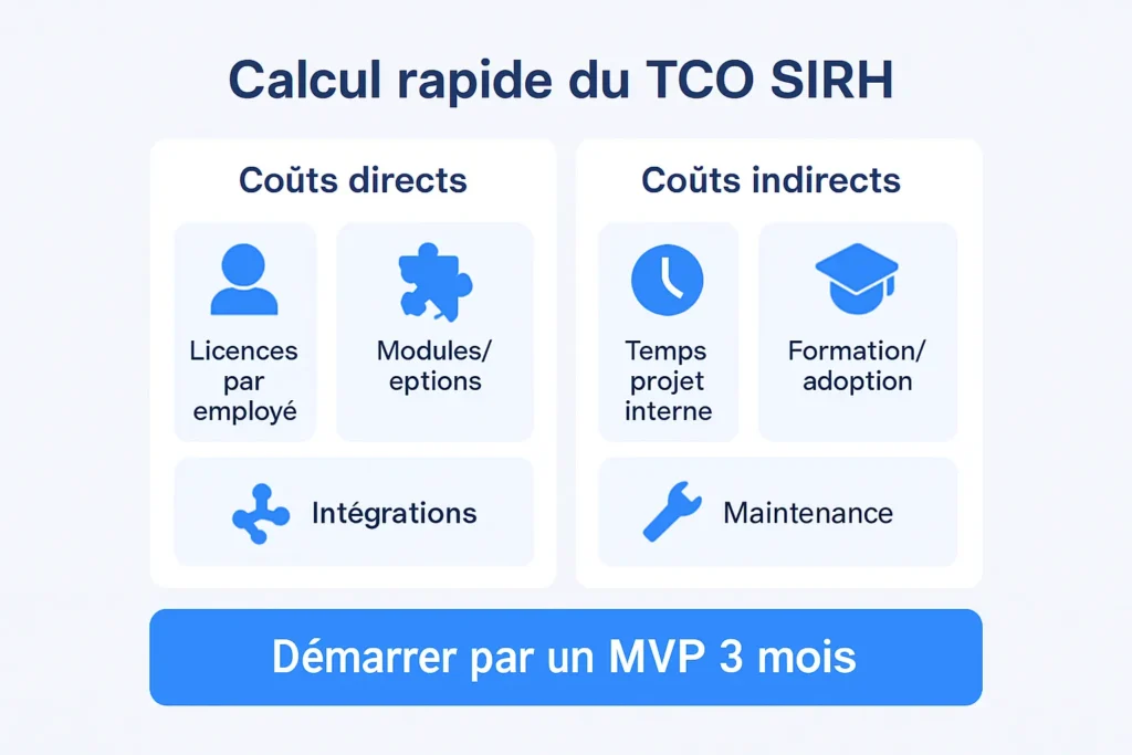 Infographie sur le TCO SIRH et ses postes de coûts
