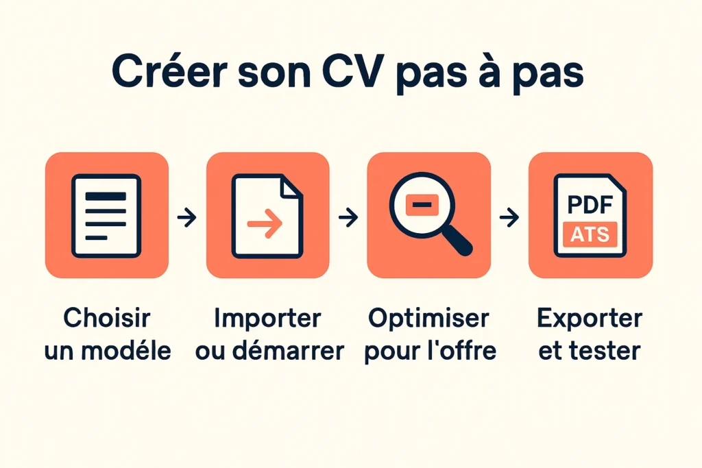 Étapes clés pour créer un CV avec l’IA en 4 temps
