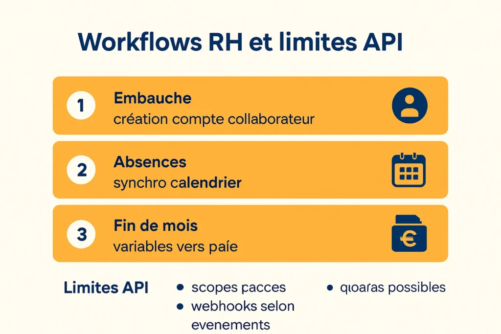 Schéma de workflows RH et limites API SIRH