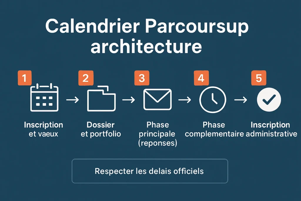 Calendrier Parcoursup architecture, étapes clés à suivre