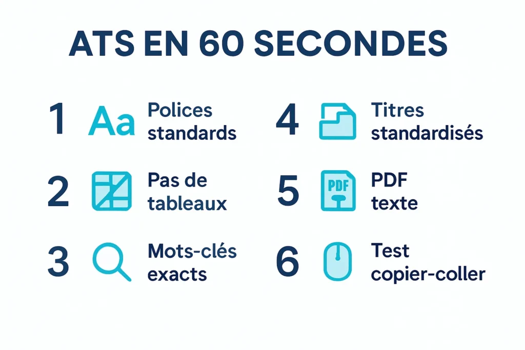 Checklist compatibilité ATS et export PDF texte