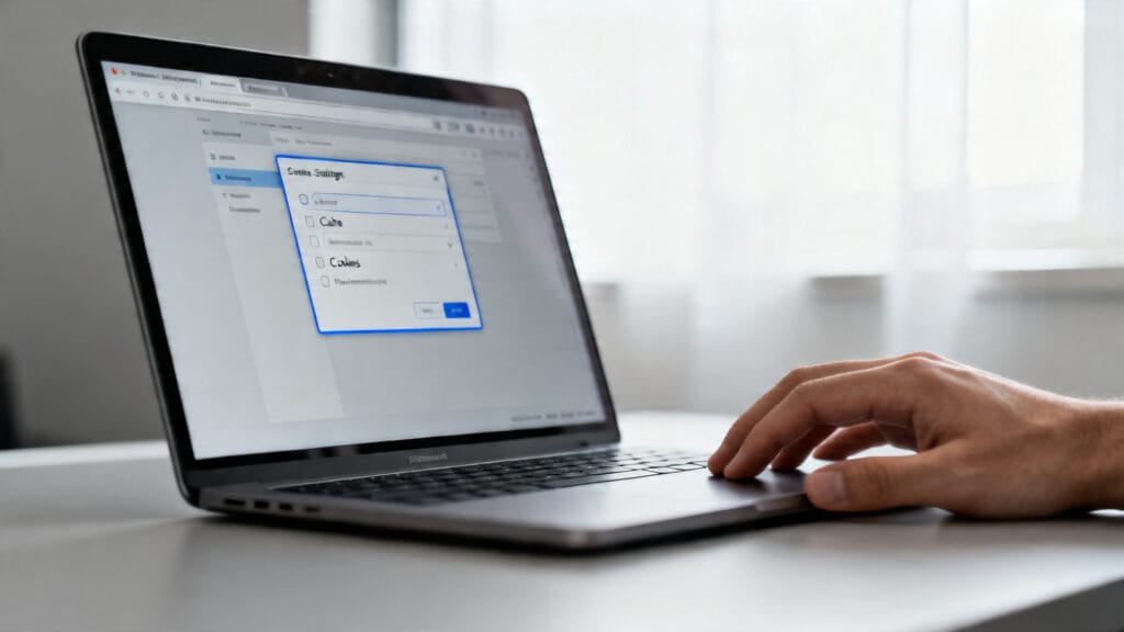 Réglages du navigateur pour cache et cookies, solution rapide