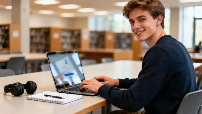 Étudiant sur l’ENT Université de Bordeaux, écran de connexion CAS sur ordinateur portable