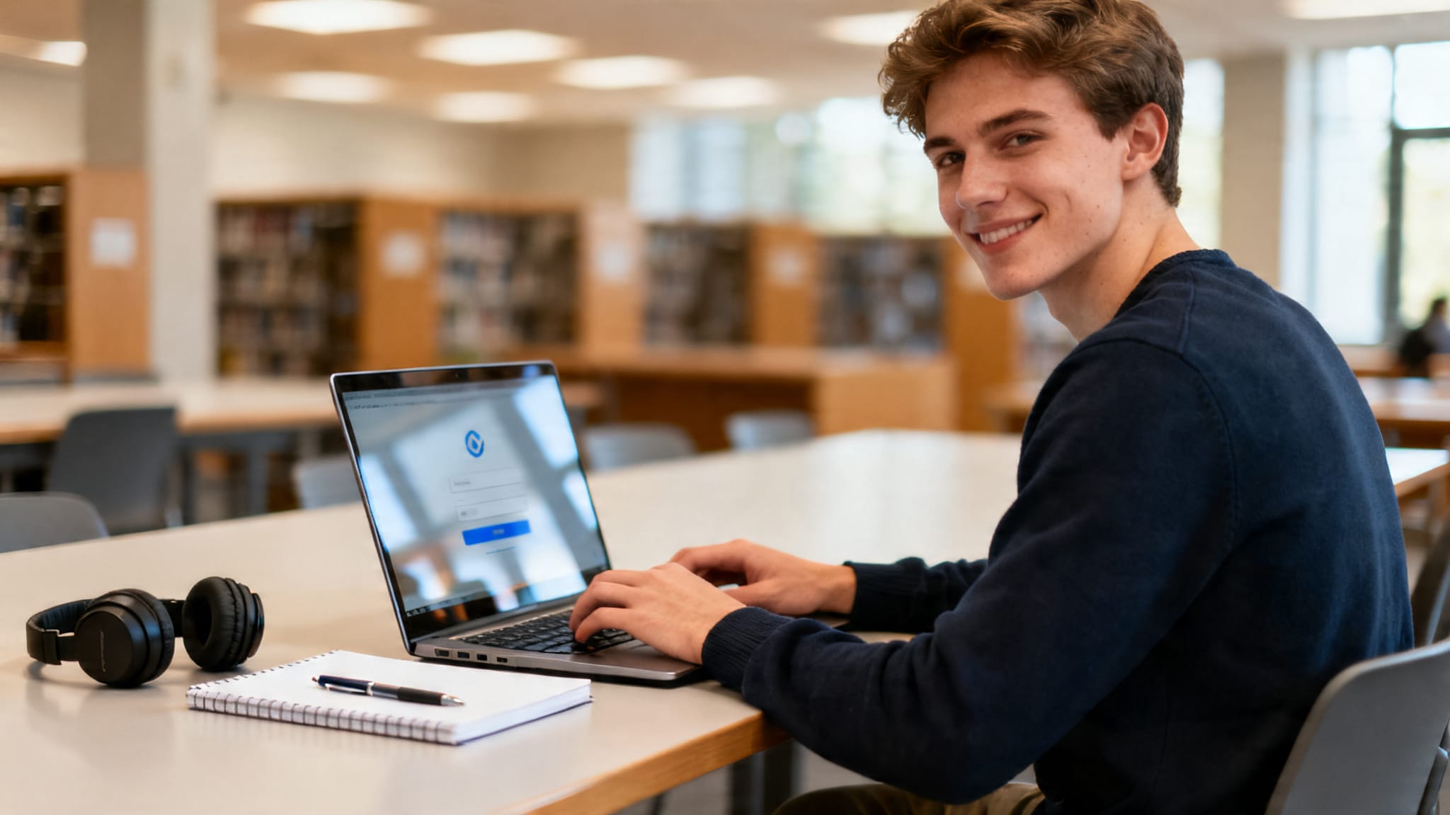 Étudiant sur l’ENT Université de Bordeaux, écran de connexion CAS sur ordinateur portable