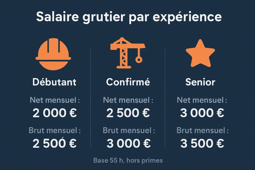 Fourchettes net et brut grutier débutant, confirmé, senior