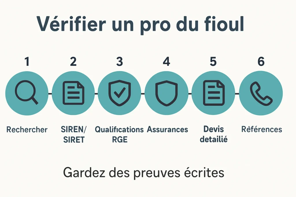 Étapes clés pour vérifier un professionnel du fioul