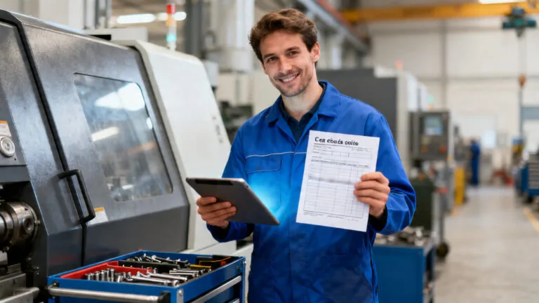 Technicien vérifiant le salaire d'un technicien de maintenance et ses primes