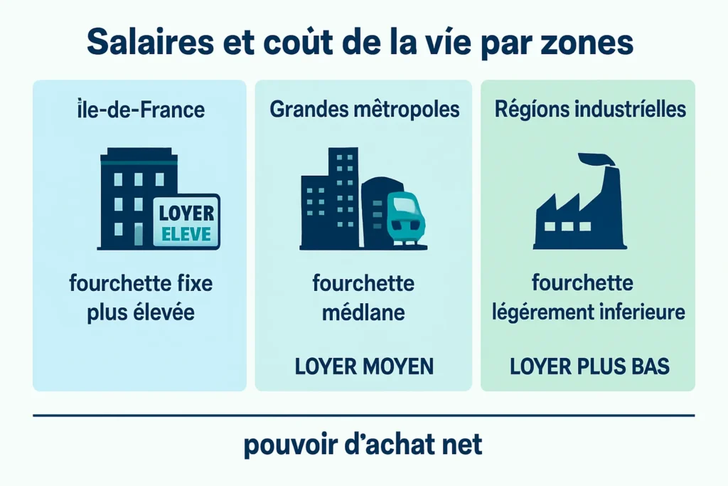 Comparatif salaires régions et coût de la vie en maintenance