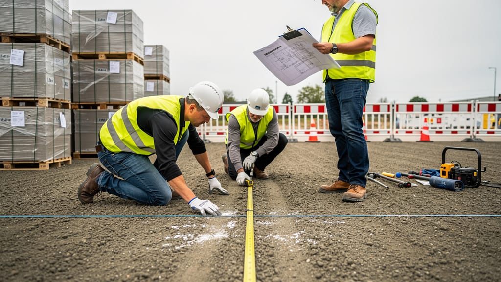 Préparation de chantier avec implantation et contrôle des plans