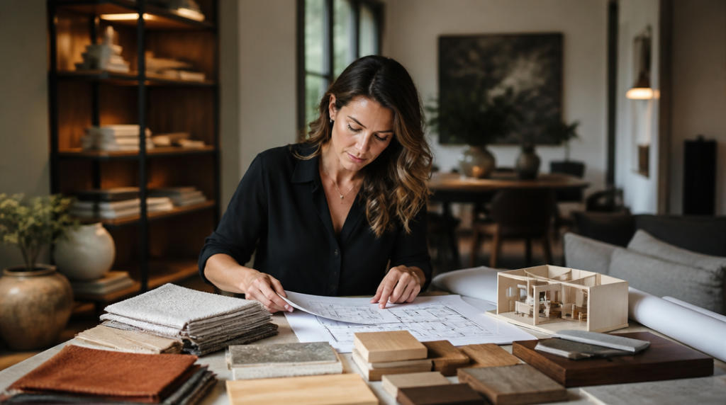 Architecte d'intérieur préparant un projet d'aménagement