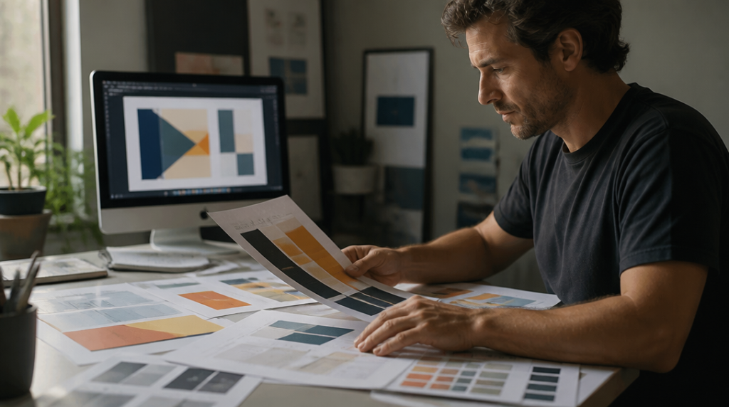 Graphiste composant une identité visuelle pour son portfolio