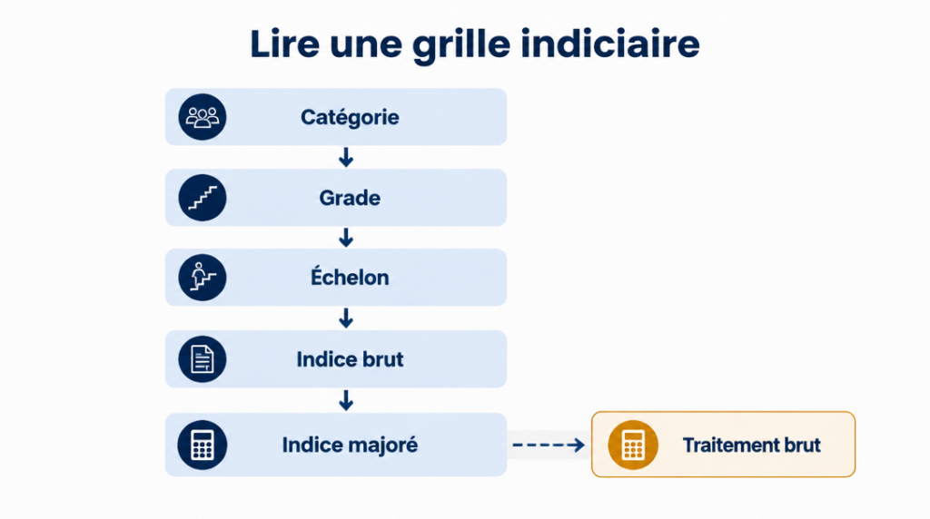 Schéma catégorie grade échelon indice majoré