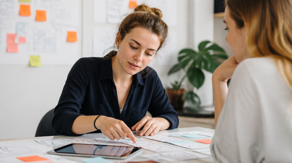 UX designer testant une maquette d'expérience utilisateur