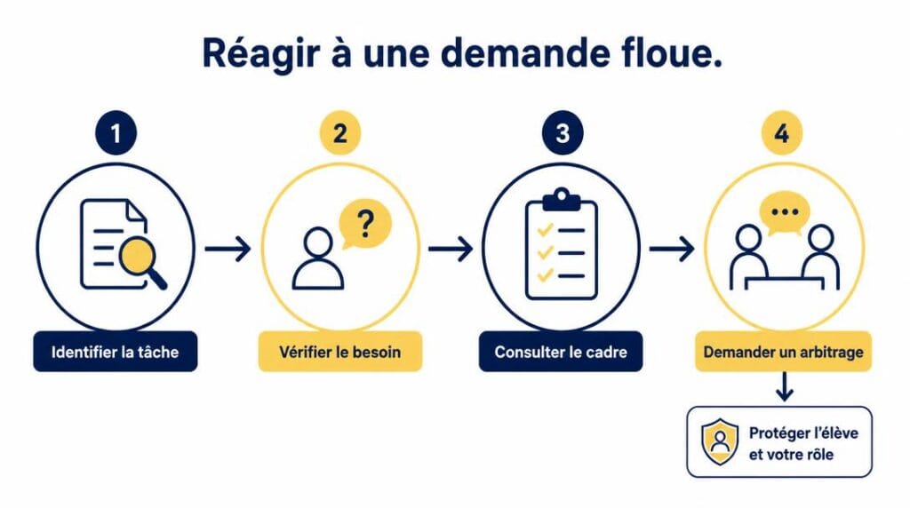 Méthode pour réagir à une demande hors cadre