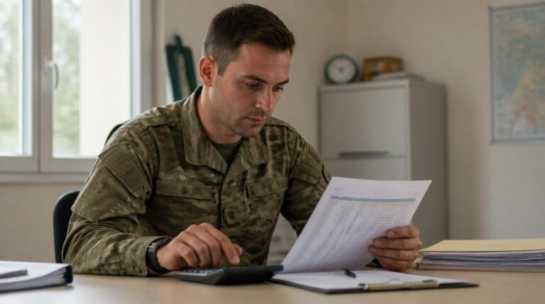 Réserviste de l'Armée de Terre consultant sa solde